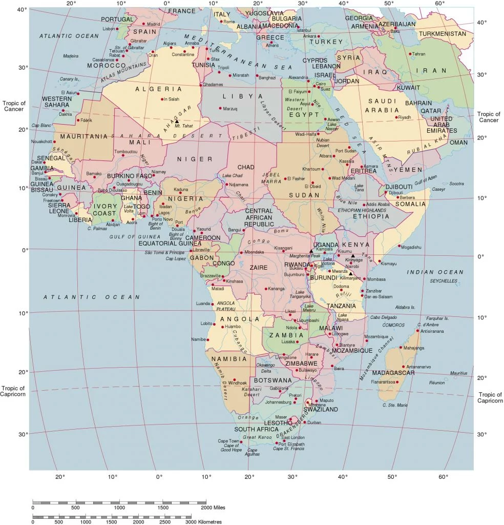 aafrika kaart inglise keeles