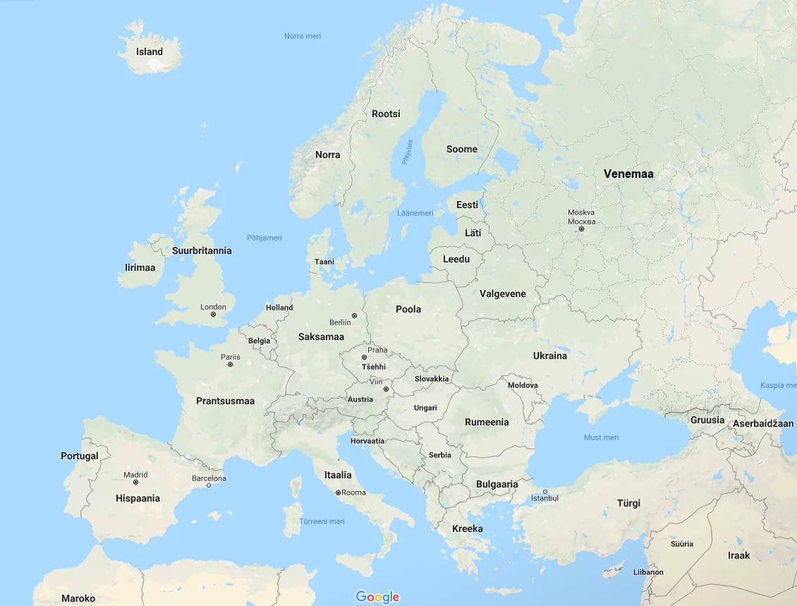 Карта стран Европы