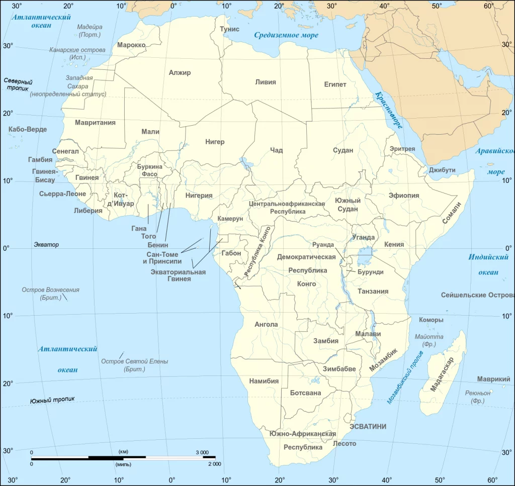 Карта стран Африки